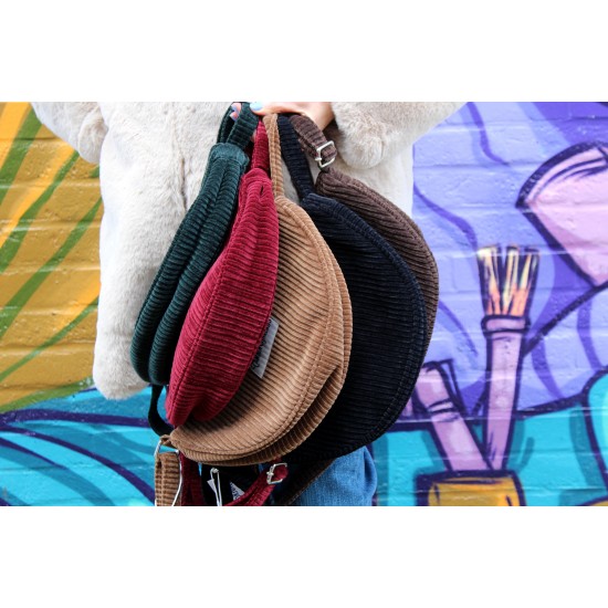 Half Moon Chest Front Bag Red Corduroy